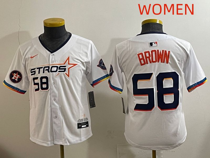 Women Houston Astros #58 Brown White Fourth generation Joint Name 2025 Nike MLB Jersey style 9